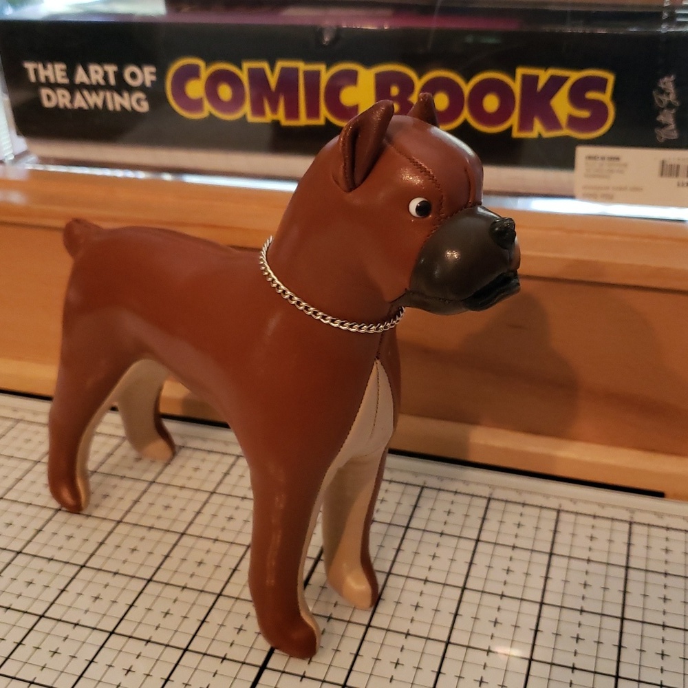 Dog decor stuffed leather outer 5in vintage